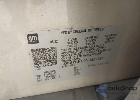 2022 GMC Yukon Xl 4Wd Slt z USA, uszkodzony, nr VIN 1GKS2GKD0NR309924